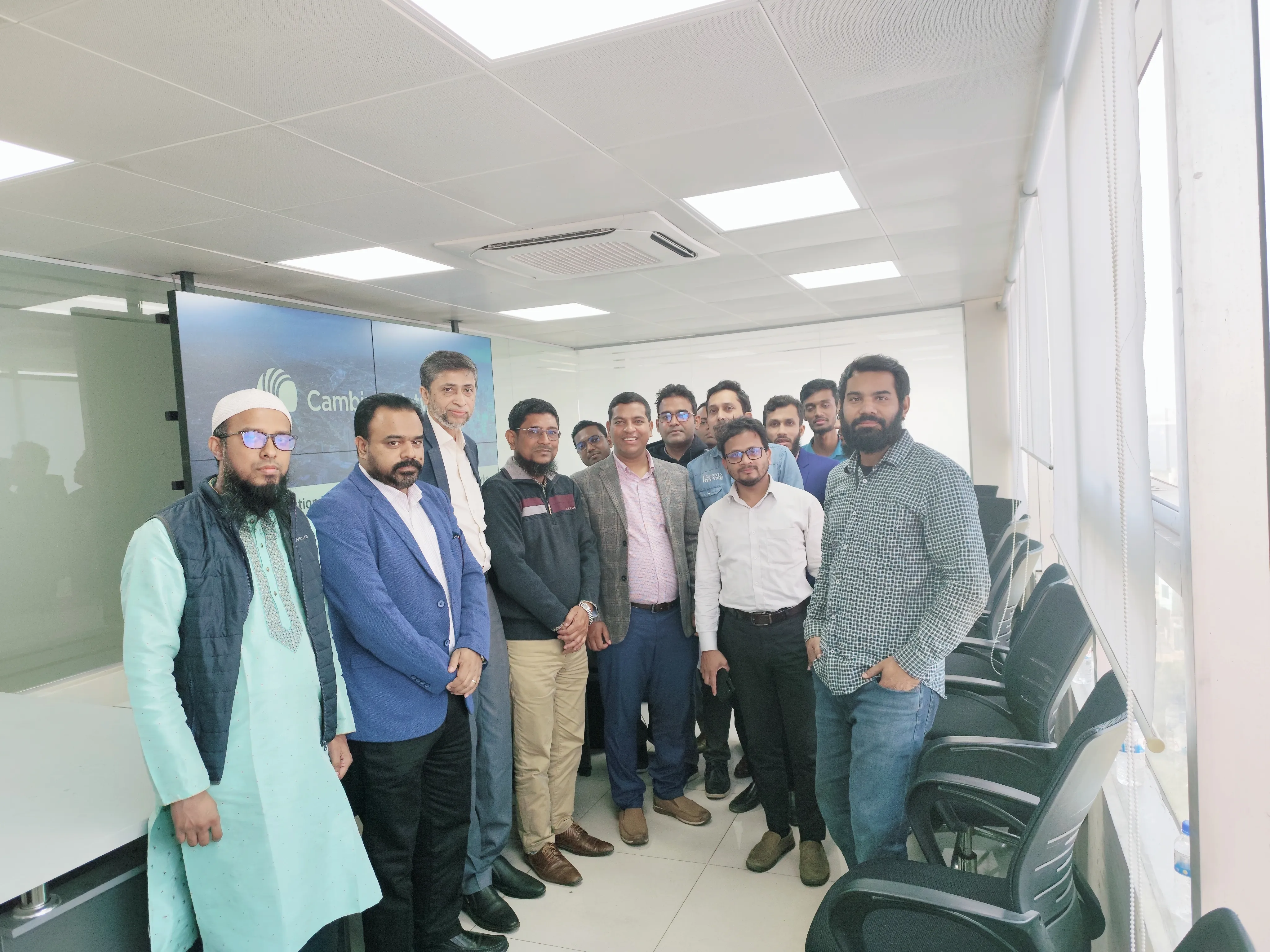 Completing a Cambium wireless access point installation training session with the team